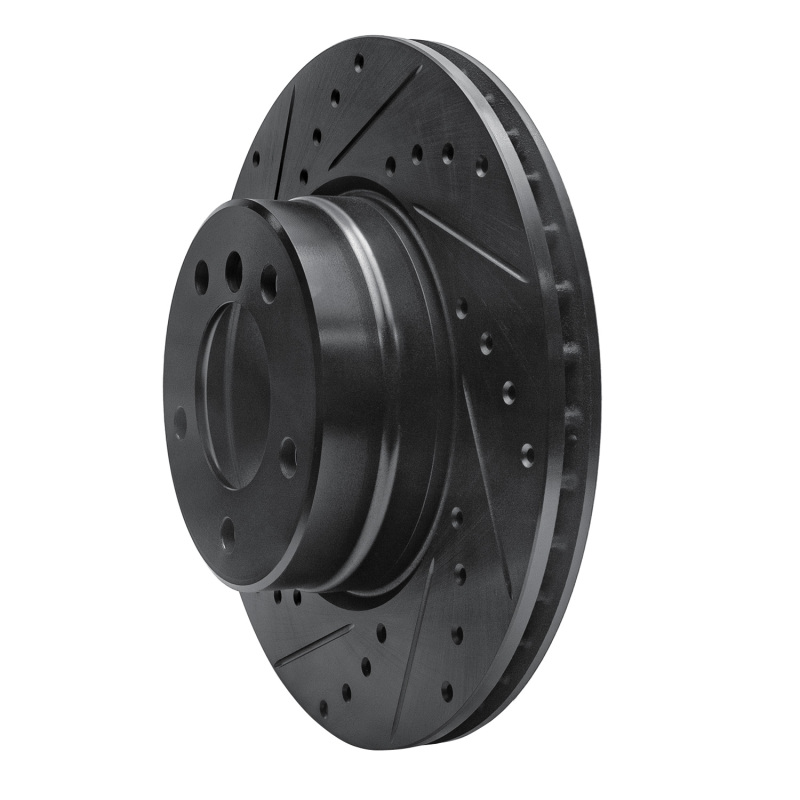 BMW 525i Brake Rotor (1) - Front Left - R1 Concepts - Drilled & Slotted - Black - `04-`10
